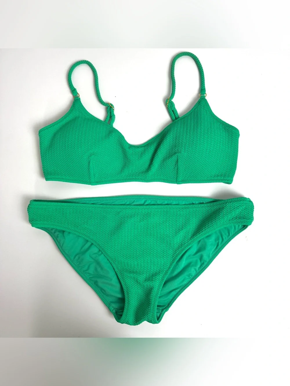 Seafolly Women’s 16 XL Kelly Green 2 Piece Bikini Set Swimsuit Chevron Textured